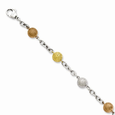 Stainless Steel Tri-Color Ip-Plated Laser Cut Bracelet