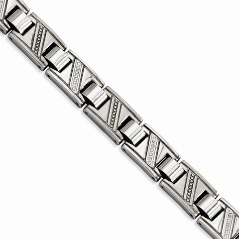 Stainless Steel Polished with Diamonds Bracelet