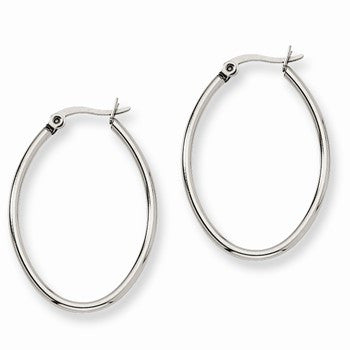 Stainle Steel 25mm Diameter Oval Hoop Earrings