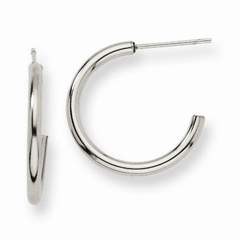 Stainle Steel 19mm Diameter J Hoop Post Earrings