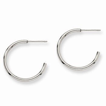 Stainle Steel 24mm Diameter J Hoop Post Earrings