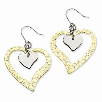 Stainle Steel Gold IPG-plated Heart Earrings