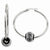 Stainle Steel Black Diamond-cut Bead Hoop Earrings