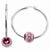 Stainle Steel Red Diamond-cut Bead Hoop Earrings