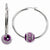 Stainle Steel Purple Diamond-cut Bead Hoop Earrings