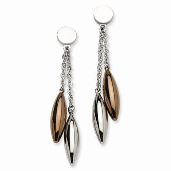 Stainle Steel Chocolate IP plated Dangle Post Earrings