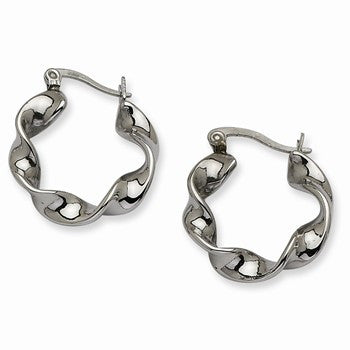 Stainle Steel Polished Twist Round Hoop Earrings