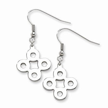 Stainle Steel Polished Connected Circles Dangle Earrings