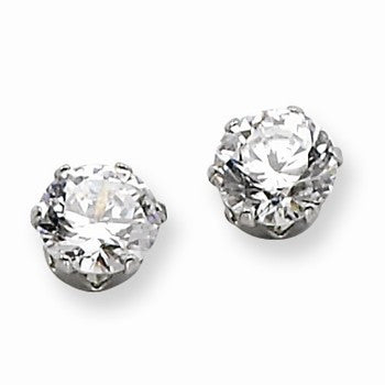Stainle Steel 6mm CZ Stud Earrings