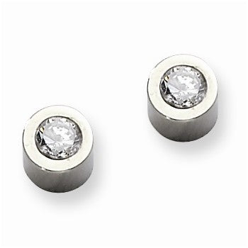 Stainle Steel CZ Polished Post Earrings