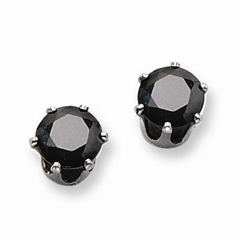 Stainle Steel 6mm Black CZ Stud Earrings