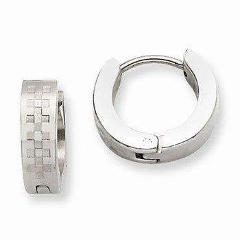 Stainle Steel Patterned Hinged Hoop Earrings