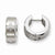 Stainle Steel CZ Brushed Polished Hinged Hoop Earrings