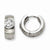 Stainle Steel CZ Brushed Polished Round Hinged Hoop Earrings