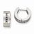 Stainle Steel Blue CZ Brushed Polished Hinged Hoop Earrings