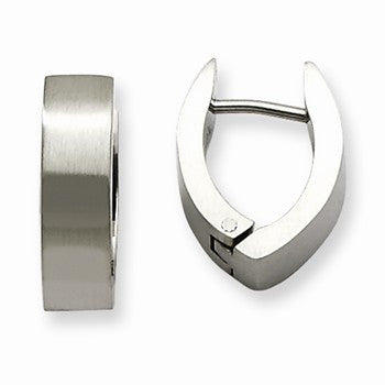 Stainle Steel Brushed Oval Hinged Hoop Earrings