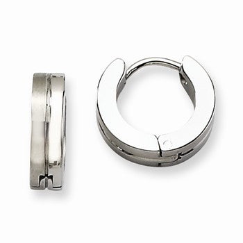 Stainle Steel Brushed Polished Hinged Hoop Earrings
