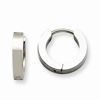 Stainle Steel Polished Hinged Hoop Earrings