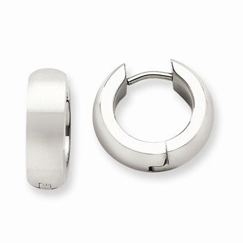 Stainle Steel Polished Round Hinged Hoop Earrings