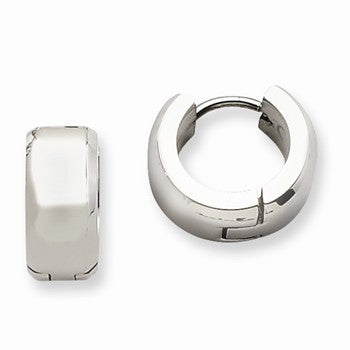 Stainle Steel Polished Hinged Hoop Earrings
