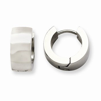 Stainle Steel Polished Hinged Hoop Earrings