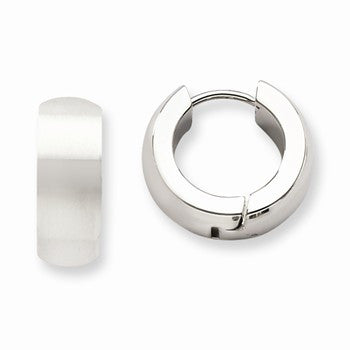 Stainle Steel Polished Hinged Hoop Earrings