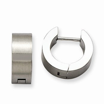 Stainle Steel Brushed Round Hinged Hoop Earrings