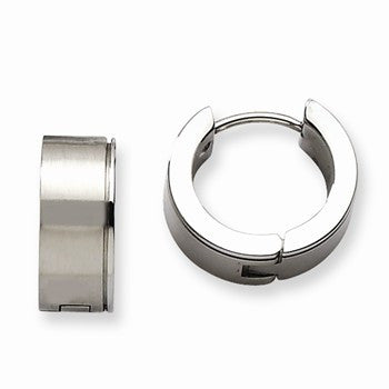 Stainle Steel Brushed Hinged Hoop Earrings