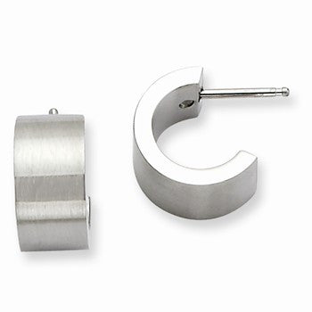 Stainle Steel Brushed Polished Post Hoop Earrings