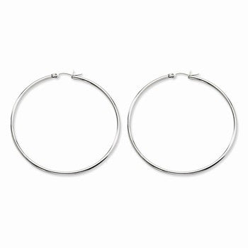 Stainle Steel Polished 60mm Hoop Earrings