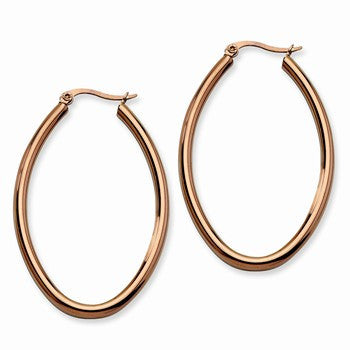 Stainle Steel Chocolate Plated 50mm Oval Hoop Earrings