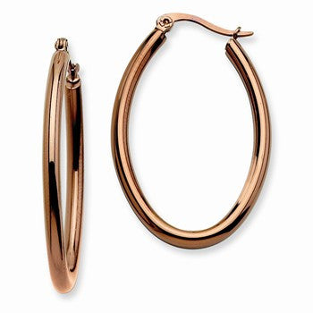 Stainle Steel Chocolate Plated 40mm Oval Hoop Earrings