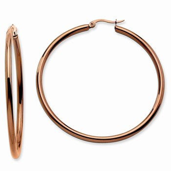Stainle Steel Chocolate IP Plated Round Hoop Earrings