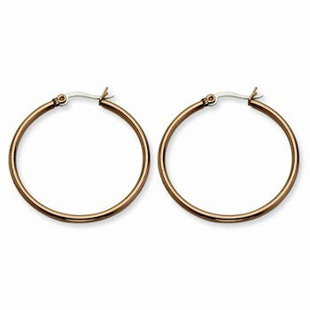 Stainle Steel Chocolate IP plated 32mm Hoop Earrings