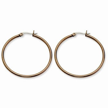 Stainle Steel Chocolate IP plated 40mm Hoop Earrings