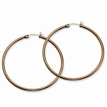 Stainle Steel Chocolate IP plated 48mm Hoop Earrings