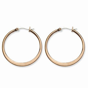 Stainle Steel Chocolate IP plated 34mm Hoop Earrings