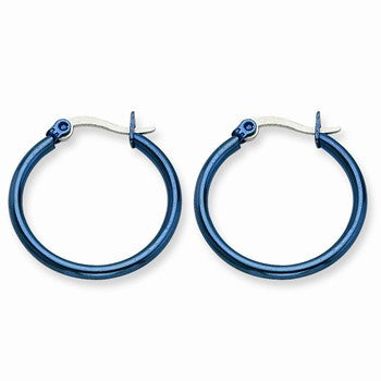 Stainle Steel Blue IP plated 26mm Hoop Earrings