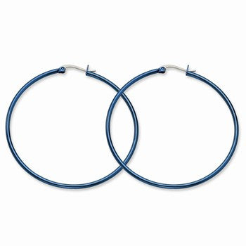 Stainle Steel Blue IP plated 61mm Hoop Earrings