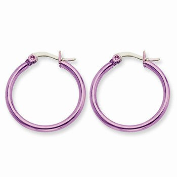 Stainle Steel Pink IP plated 26mm Hoop Earrings