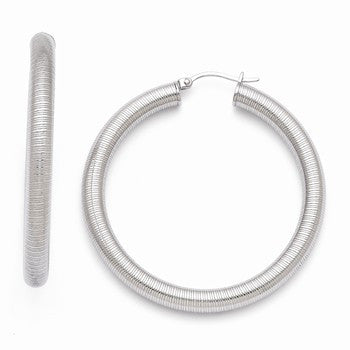Stainle Steel Textured Hoop Earrings