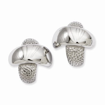 Stainle Steel Textured Polished X Post Earrings