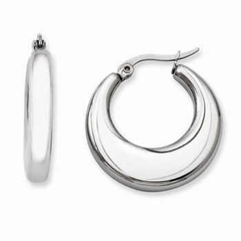 Stainle Steel 25mm Hollow Hoop Earrings