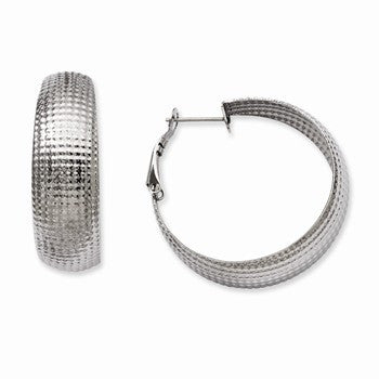 Stainle Steel Textured Hoop Earrings