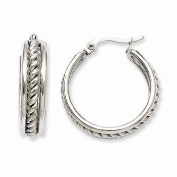 Stainle Steel 20mm Twisted Middle Hoop Earrings