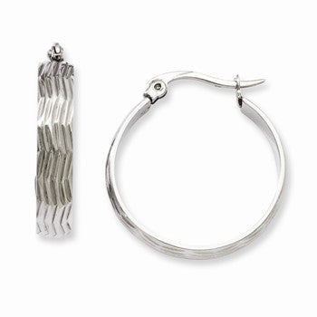 Stainle Steel Textured Hoop Earrings