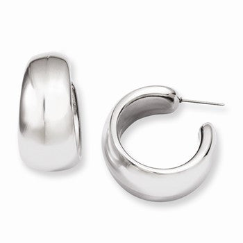Stainle Steel Polished Hollow Half Hoop Earrings