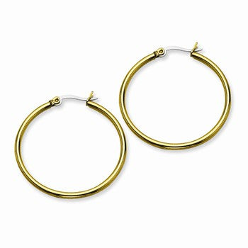 Stainle Steel Gold IP plated 32mm Hoop Earrings