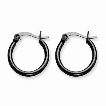 Stainle Steel Black IP plated 19mm Hoop Earrings