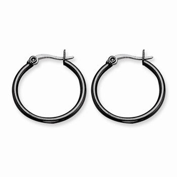Stainle Steel Black IP plated 26mm Hoop Earrings